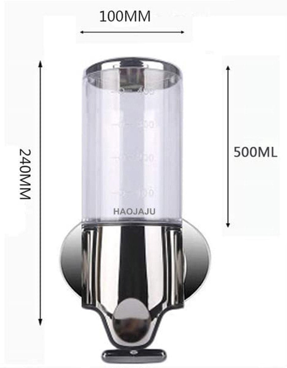 Soap dispenser - Wall-mounted soap dispenser - Soap dispenser - 500ml pump - Suspended - Brushed stainless steel - Bathroom - Toilet - Shower - Black - Image 6