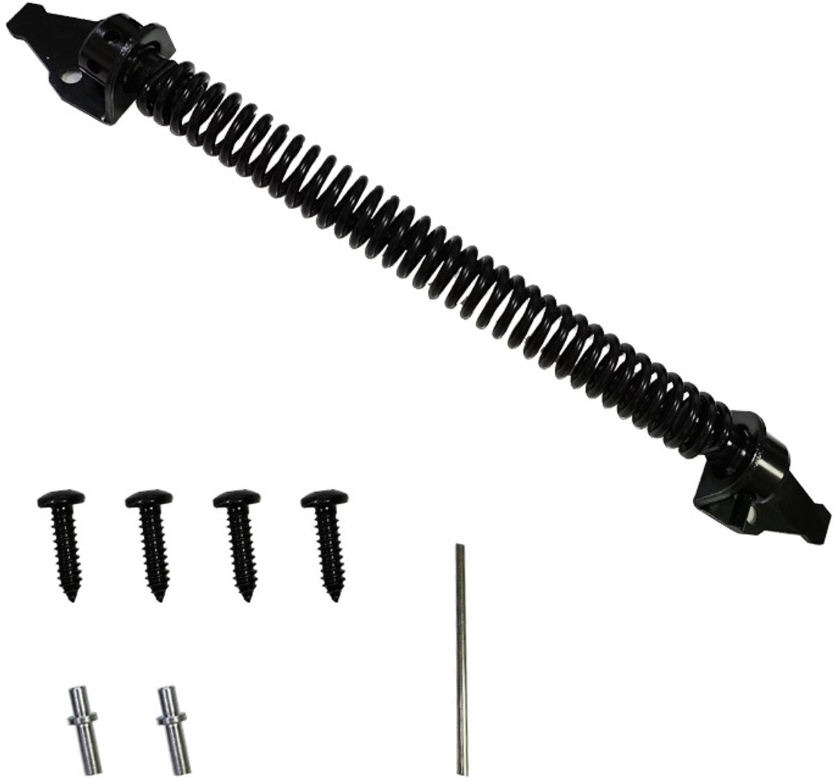 Door closer - Door spring - 36 cm - Outdoor door closer - Gate locks - Garden gate spring - Black - Carbon steel - For wooden fence gates - With mounting accessories - Image 3
