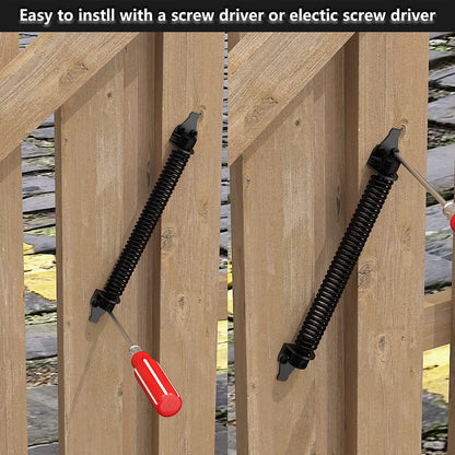 Door closer - Door spring - 36 cm - Outdoor door closer - Gate locks - Garden gate spring - Black - Carbon steel - For wooden fence gates - With mounting accessories - Image 6
