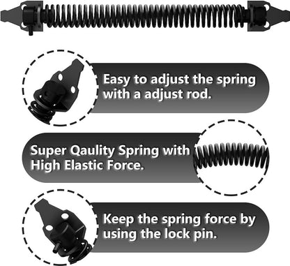 Door closer - Door spring - 36 cm - Outdoor door closer - Gate locks - Garden gate spring - Black - Carbon steel - For wooden fence gates - With mounting accessories - Image 8