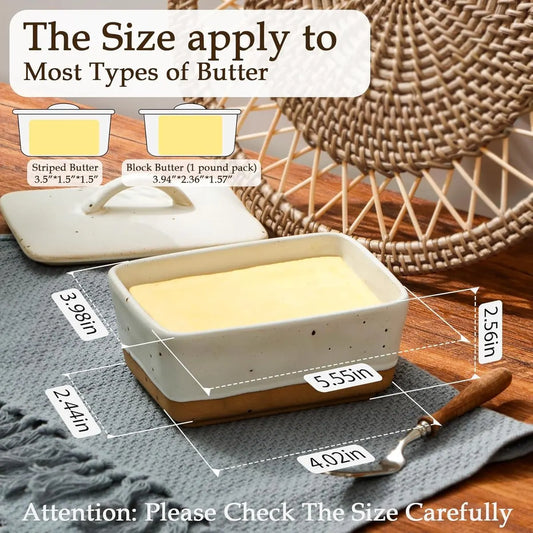 Ceramic butter dish with lid for countertop use, vintage European butter dish with lid, covered butter dish, suitable for 1 stick (white, uniform size) - Image 4