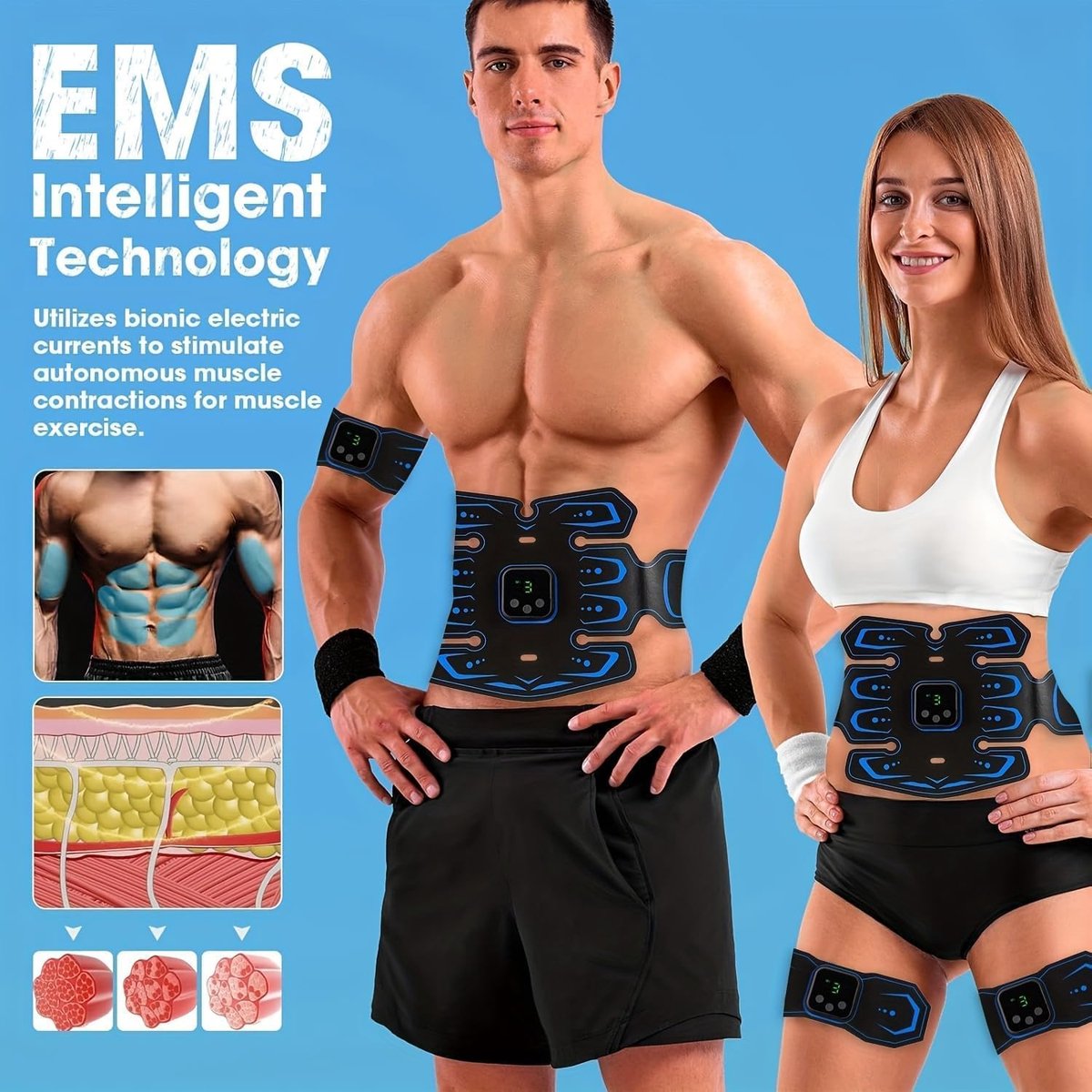 Abdominal Trainers - Abdominal Muscles - Rechargeable - Slimming Belt - Electrical ABS Stimulator - Professional Arm and Leg Belt - Training Equipment for Home, Office and Gym - Image 2