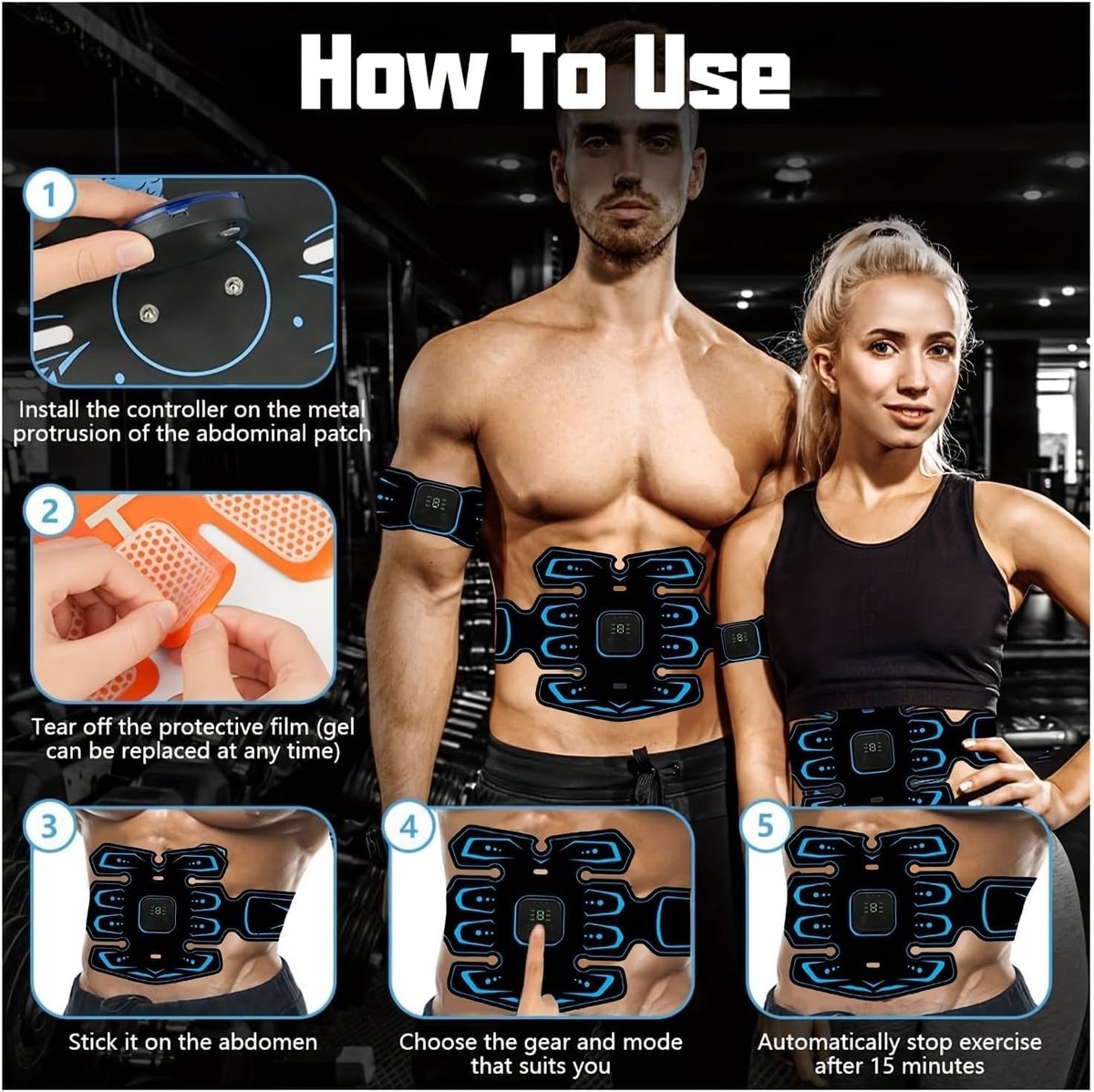 Abdominal Trainers - Abdominal Muscles - Rechargeable - Slimming Belt - Electrical ABS Stimulator - Professional Arm and Leg Belt - Training Equipment for Home, Office and Gym - Image 5