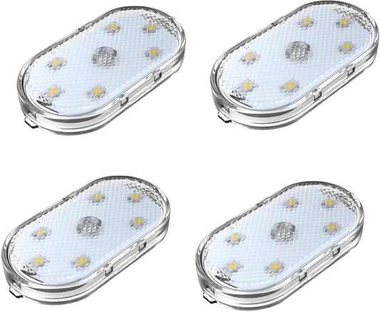 LED Car Lights - 4 Pack - LED Interior Car Lights - 7 Color Ambient Car Lights - USB Rechargeable Car Reading Lights - Portable