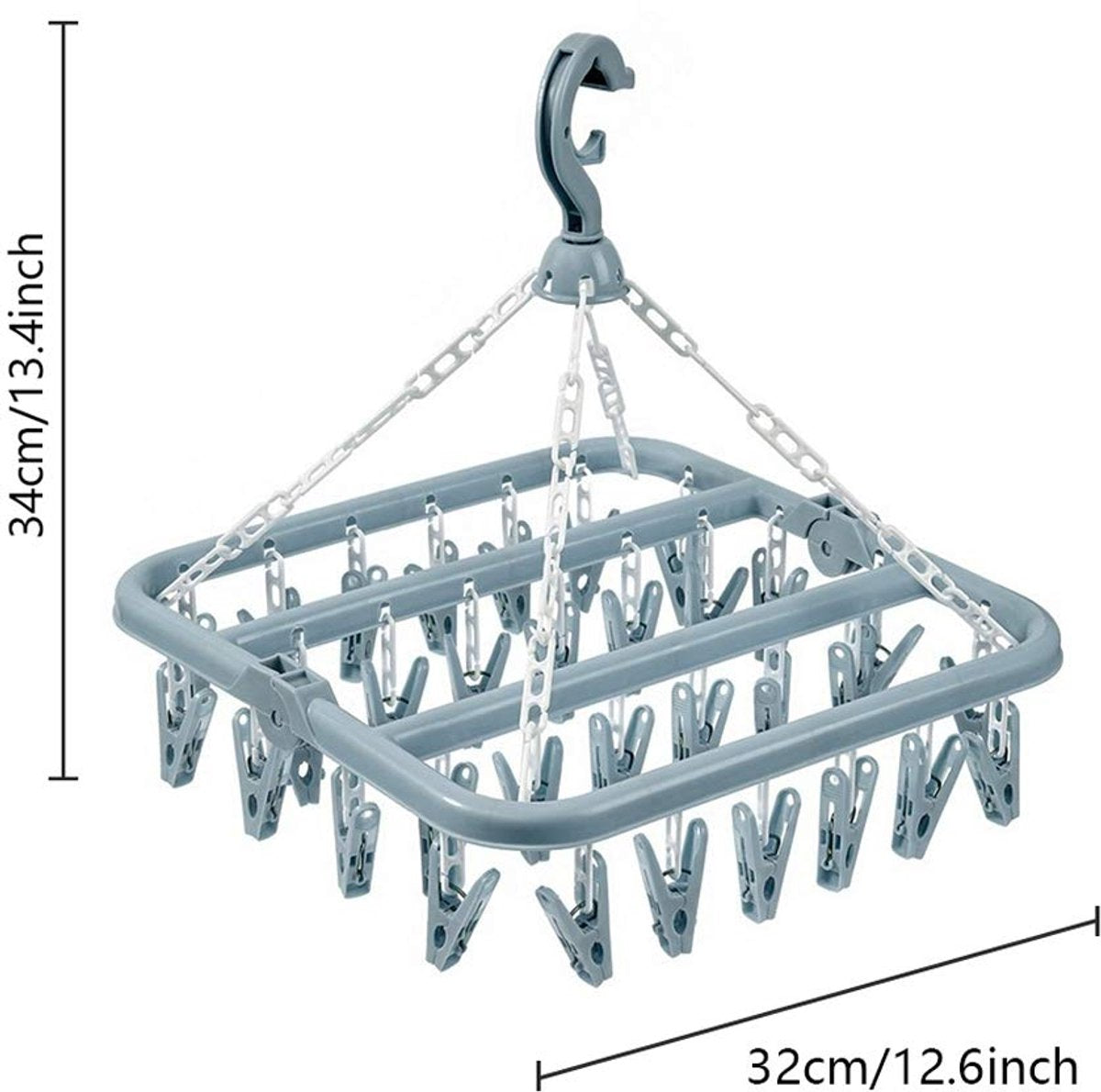 Sock Dryer - Clothesline - 32 Clips - Sock Hanger - Wasrek - Wasrek - Carousel - Drying Carousel - Clothes Hanger - Sock Drying Rack - Blue - Image 6