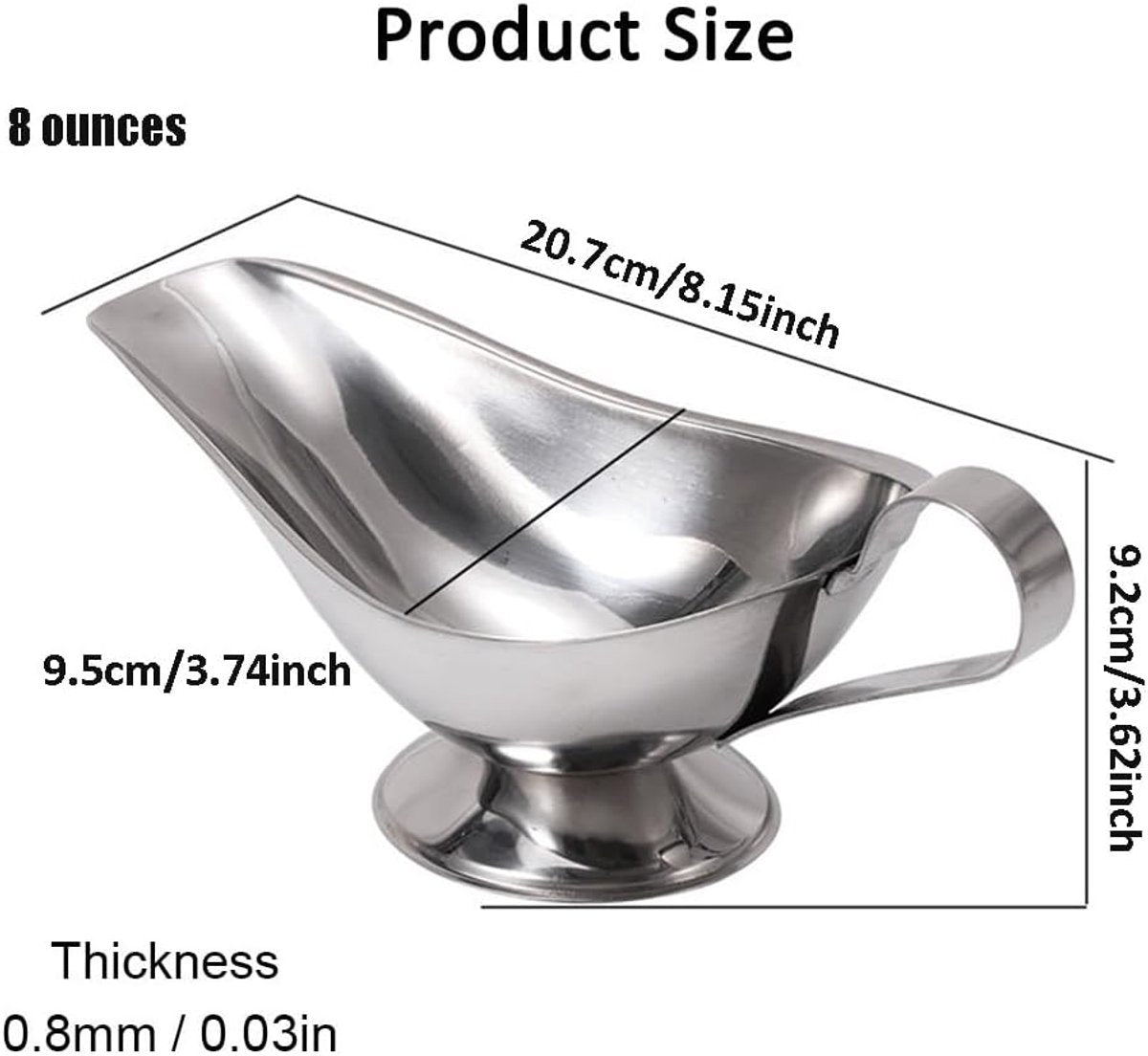 Gravy Boat - 240 ml - Pouring Jug - Stainless Steel Gravy Pitcher - Food-grade stainless steel gravy jug for juices, sauces, and roasting gravies - Image 2