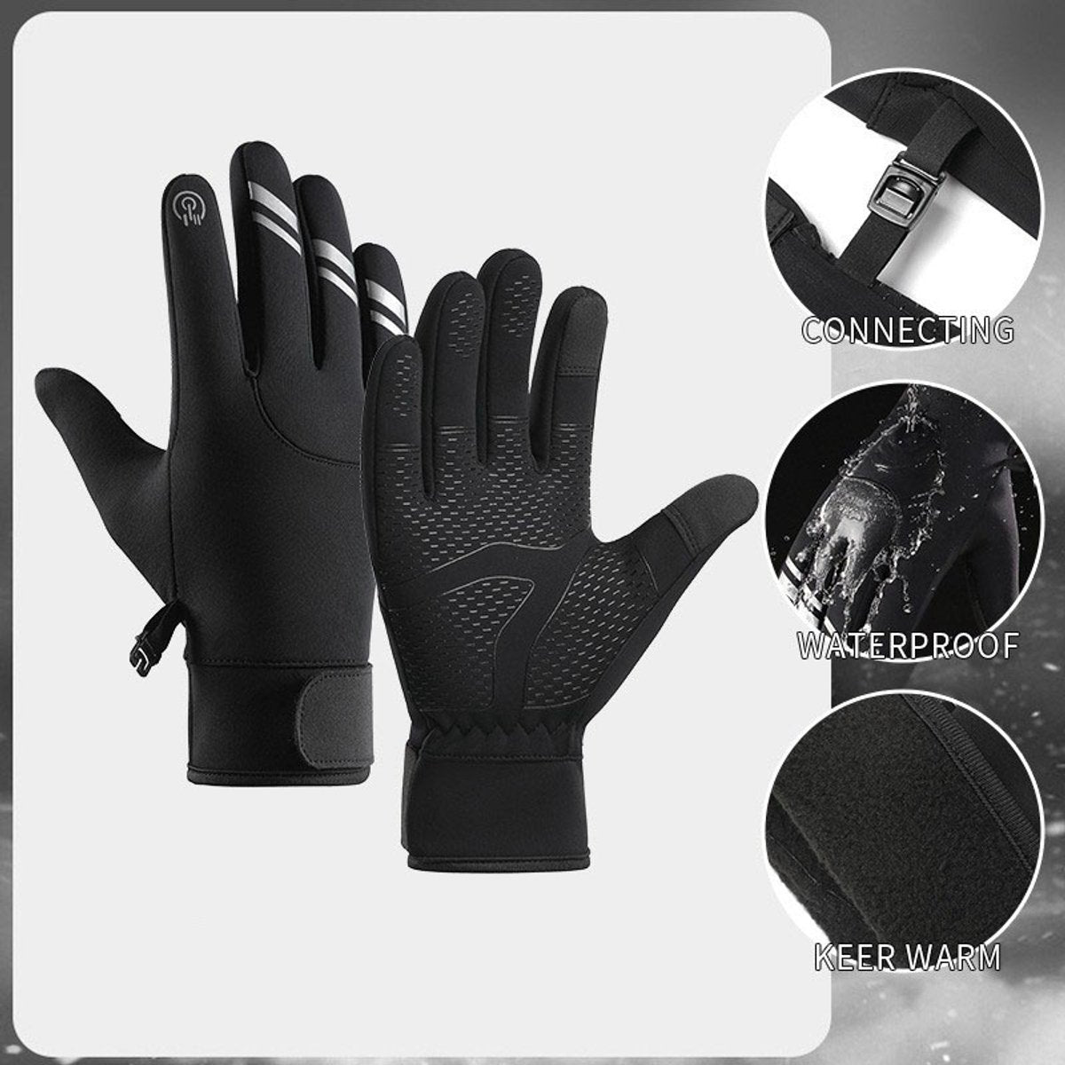 Gloves - Cycling Gloves - Winter Gloves - Sports Gloves - Touchscreen Winter Gloves - Winter Cycling Gloves - Men's - Heated - Waterproof - Warmly Lined - For Motorcycling and Skiing (M) - Image 5