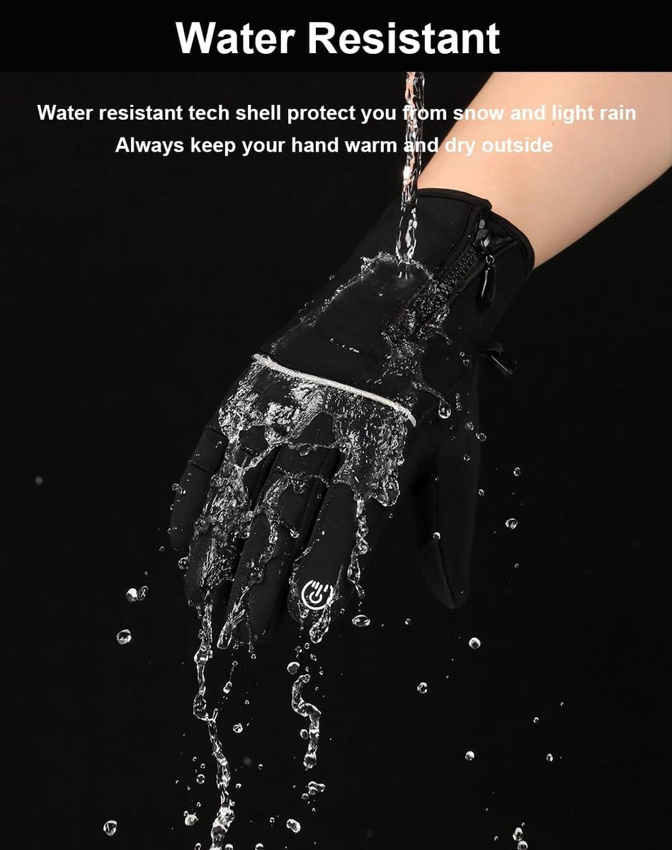 Gloves - Cycling Gloves - Winter Gloves - Sports Gloves - Waterproof and Windproof Gloves - Anti-slip and Shock-absorbing Gloves - Touchscreen Compatible Gloves - Driving Gloves - Fishing Gloves - Unisex - Black - Image 2