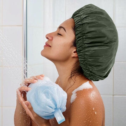 Swimming Cap - Women's Shower Cap - Large Waterproof Shower Cap - Washable Elastic Band - Swimming Cap for Long Hair - Drowsy Hair - Light Green - Perfect for Bathroom - Travel - Outdoors - Image 5