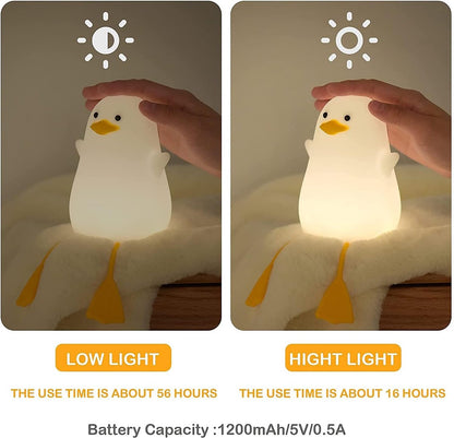 Cute Yellow Duck Night Light - Silicone Night Light for Children - Dimmable Touch Control with Timer - Baby Care Night Light - USB Rechargeable LED Bedside Lamp - Suitable for Bedroom and Nursery Decoration - Image 2