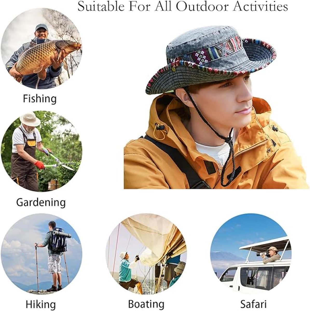Sun hat - Men's summer hat - UV protection - Foldable cotton hunting hat - Outdoor hiking hat - Jungle hat - Fisherman's hat - Garden hat - Beanie hat - Image 3