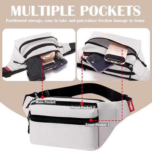 Riem Outdoor Bag - Fanny Pack - Waterproof Fanny Pack - Women's and Men's - Fanny Pack - Phone Bag - Swimming - Festival - Waterproof Fanny Pack - Off-White - Image 2