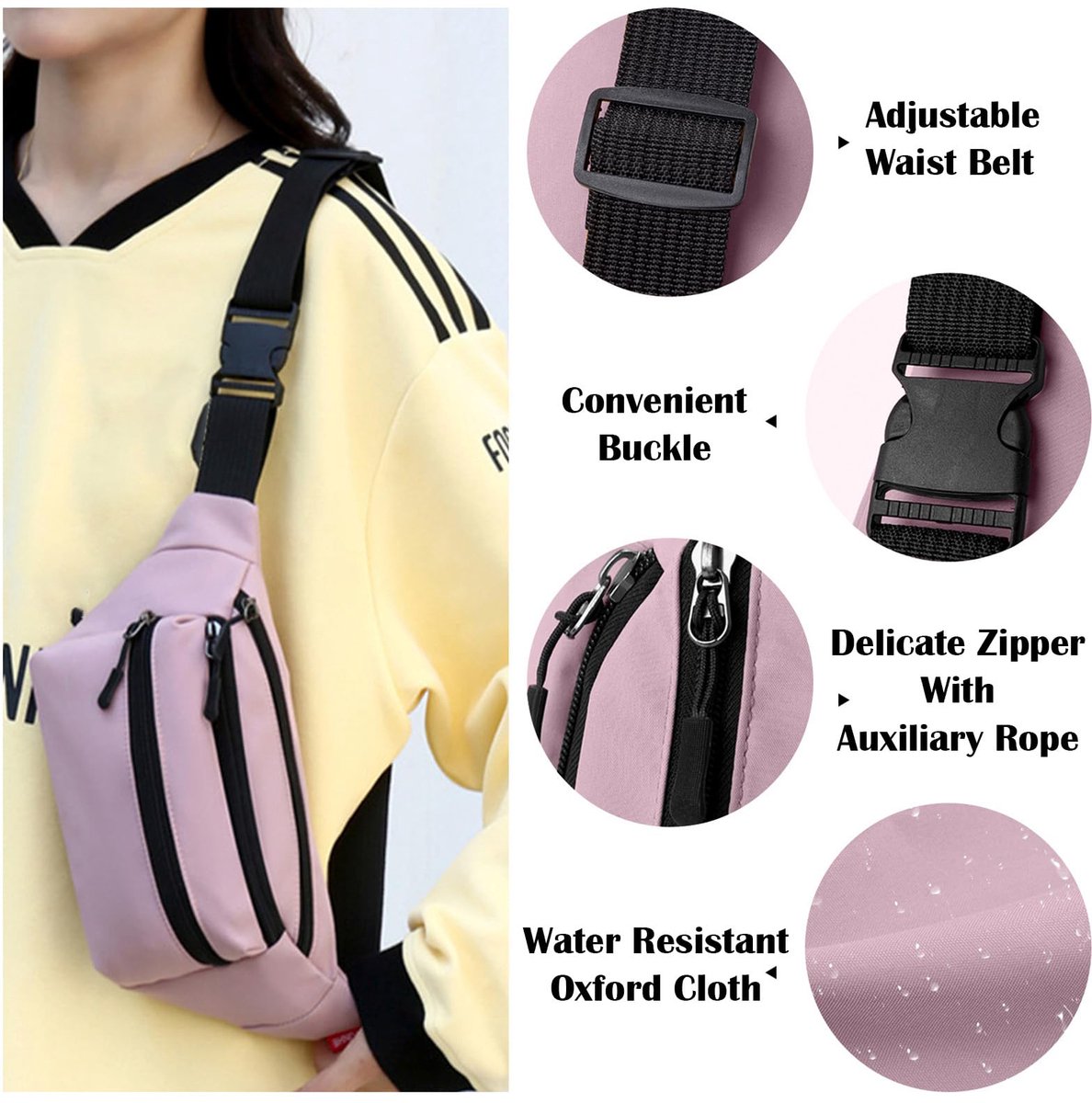 Riem Outdoor Bag - Fanny Pack - Waterproof Fanny Pack - Women's and Men's - Fanny Pack - Phone Bag - Swimming - Festival - Waterproof Fanny Pack - Pink - Image 4