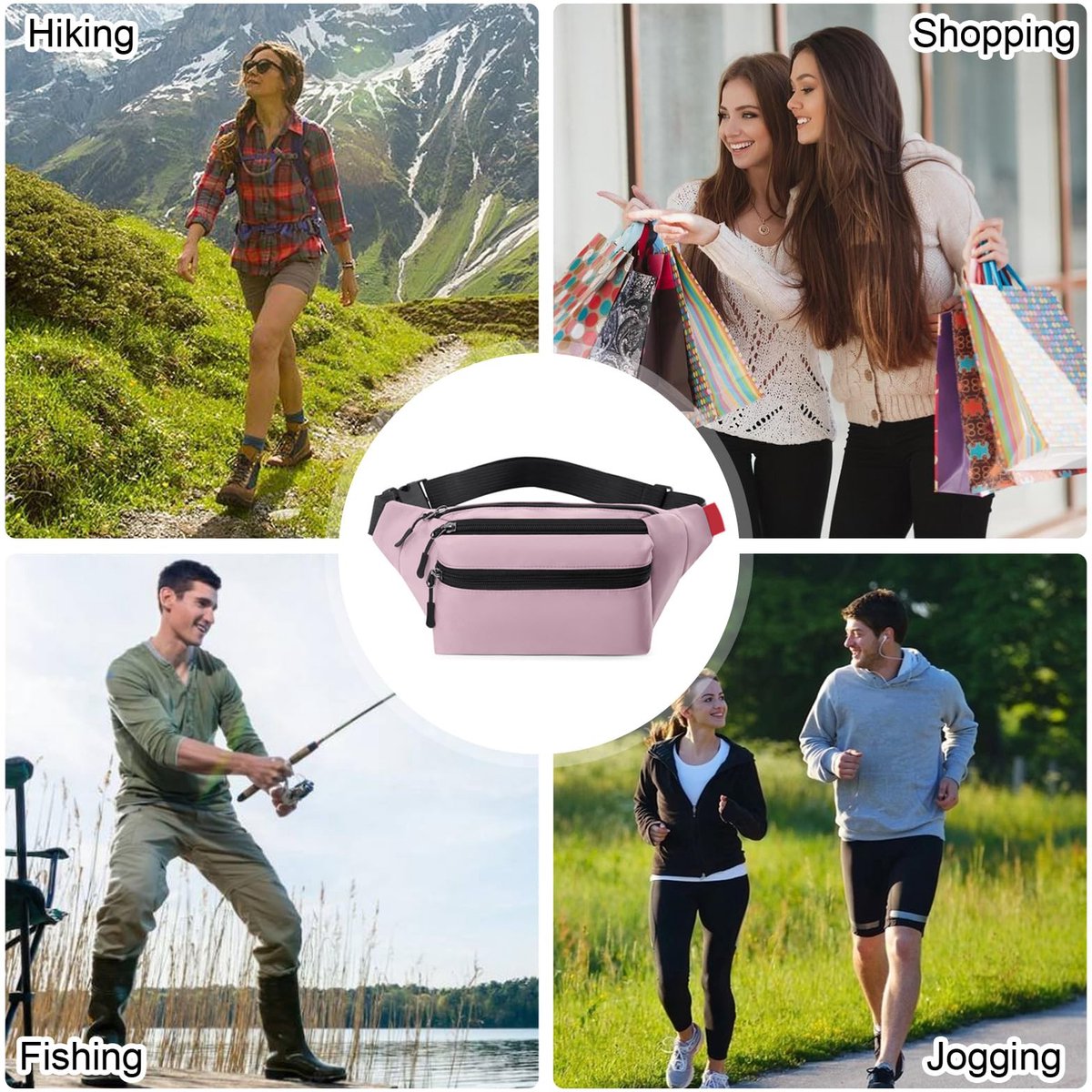 Riem Outdoor Bag - Fanny Pack - Waterproof Fanny Pack - Women's and Men's - Fanny Pack - Phone Bag - Swimming - Festival - Waterproof Fanny Pack - Pink - Image 6