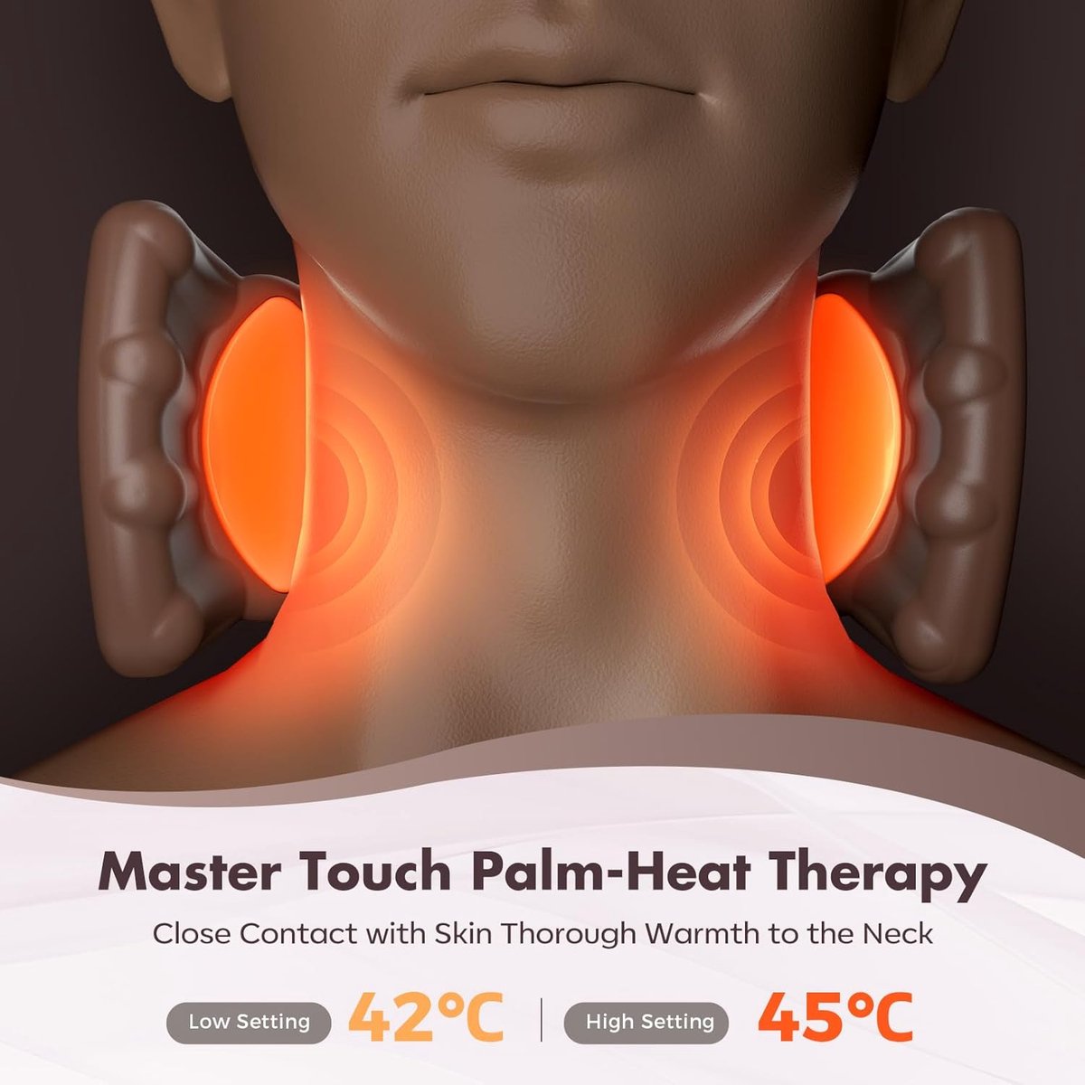 4D neck massager, shoulder massager with heating, a cordless and portable massager that simulates manipulation by a human hand, suitable for relieving neck pain and relaxing muscles, with 3 adjustable levels. (Wit) - Image 5