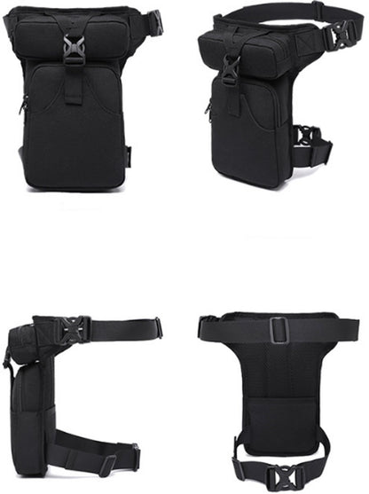 Fanny pack - Leg bag - Motorcycle fanny pack - Motorcycle bag - Tactical leg bag - Tool bag - Unisex - Black - Large capacity - 16 x 5 x 29 cm - 4 compartments - Polyester - Image 2