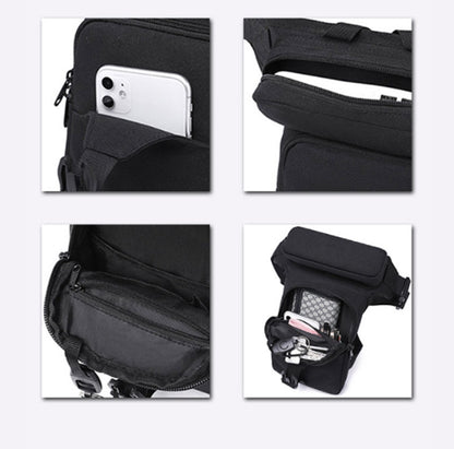 Fanny pack - Leg bag - Motorcycle fanny pack - Motorcycle bag - Tactical leg bag - Tool bag - Unisex - Black - Large capacity - 16 x 5 x 29 cm - 4 compartments - Polyester - Image 4