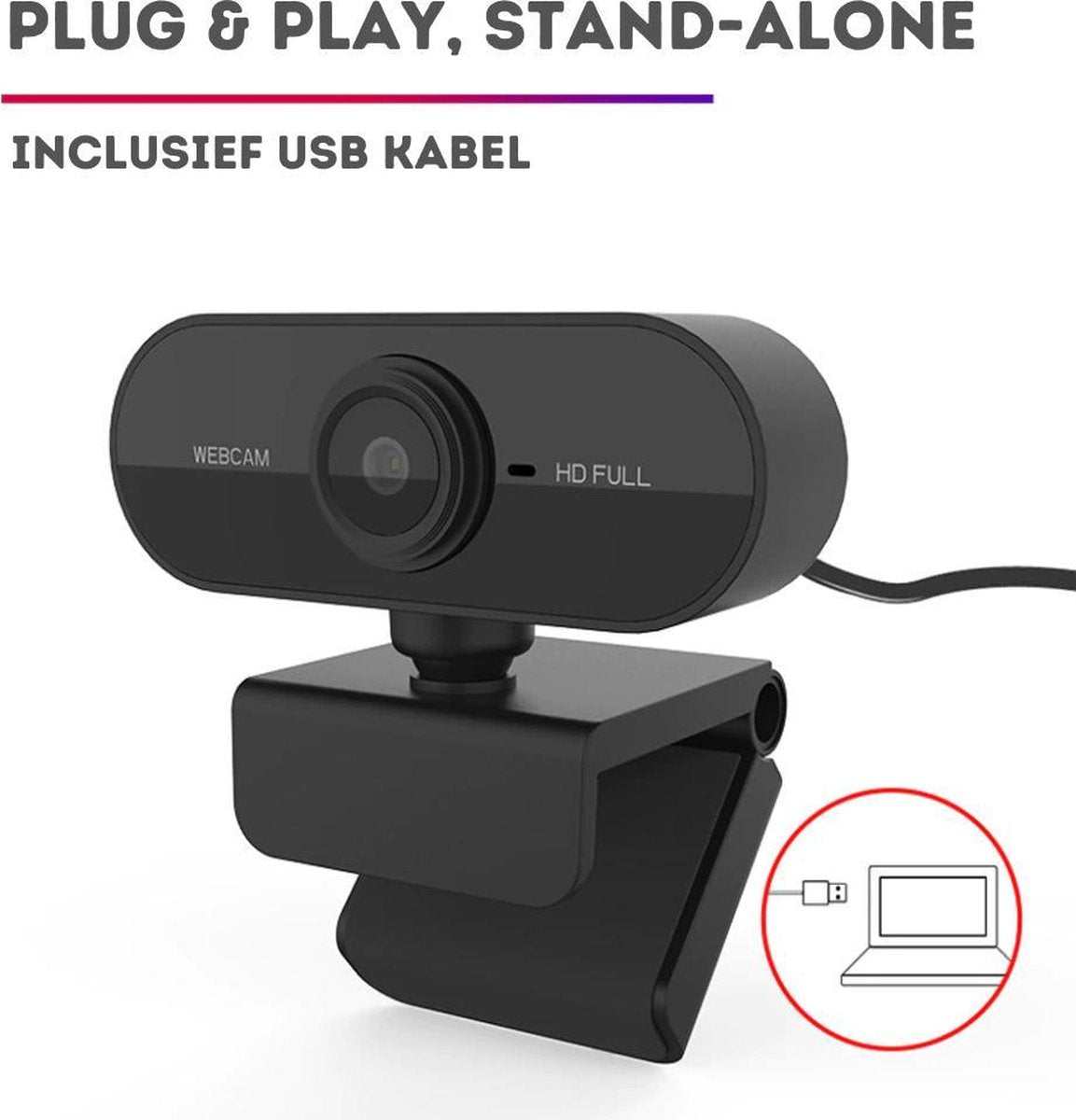 Full HD Webcam - 1080p - Webcam with Microphone - Computer - Laptop - Autofocus - Work from Home - Webcam for PC - USB - Black - Windows & Mac - Black Friday 2020 Deals - Image 2