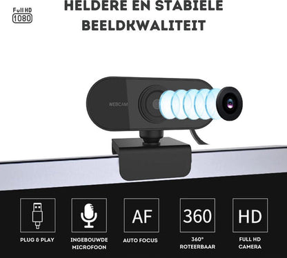 Full HD Webcam - 1080p - Webcam with Microphone - Computer - Laptop - Autofocus - Work from Home - Webcam for PC - USB - Black - Windows & Mac - Black Friday 2020 Deals - Image 3