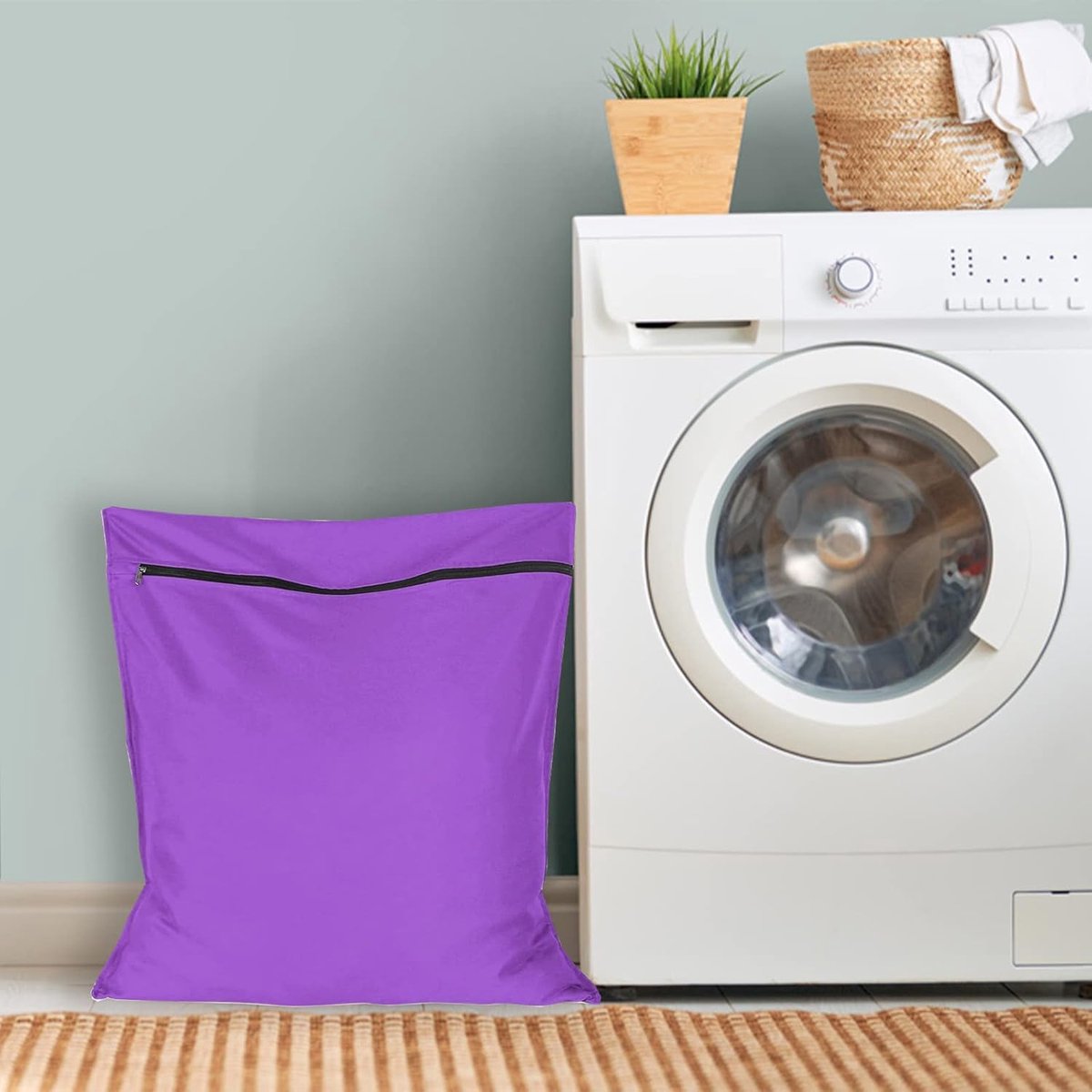 Pet Laundry Bags - Polyester Twill Laundry Bags - Large Zippered Laundry Bags - Prevents Pet Hair from Clogging Laundry Bags - Washing Machine Safe, 70 x 80 cm, Laundry Bag for Dogs, Cats, and Rabbits (Purple) - L - Image 3