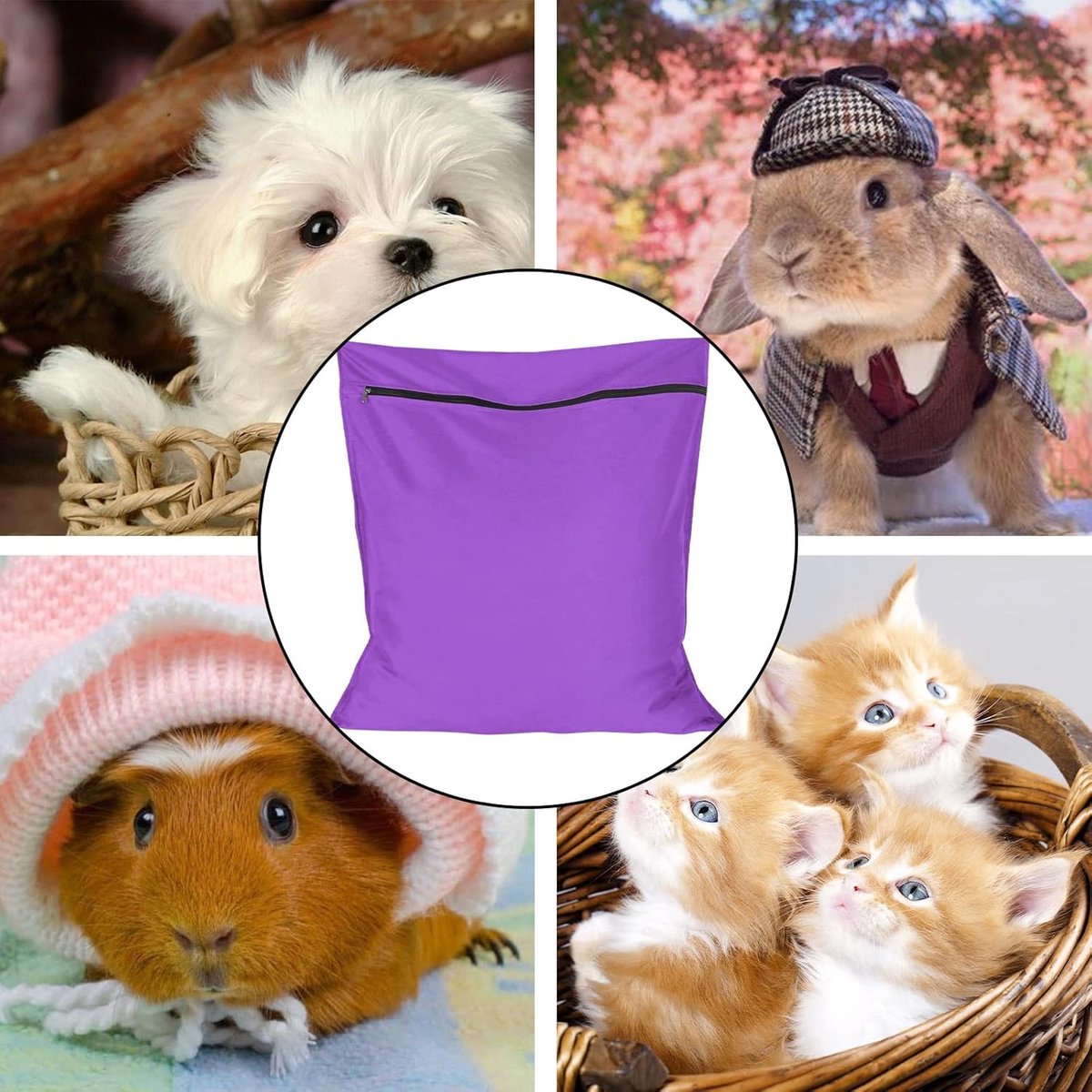 Pet Laundry Bags - Polyester Twill Laundry Bags - Large Zippered Laundry Bags - Prevents Pet Hair from Clogging Laundry Bags - Washing Machine Safe, 70 x 80 cm, Laundry Bag for Dogs, Cats, and Rabbits (Purple) - L - Image 4