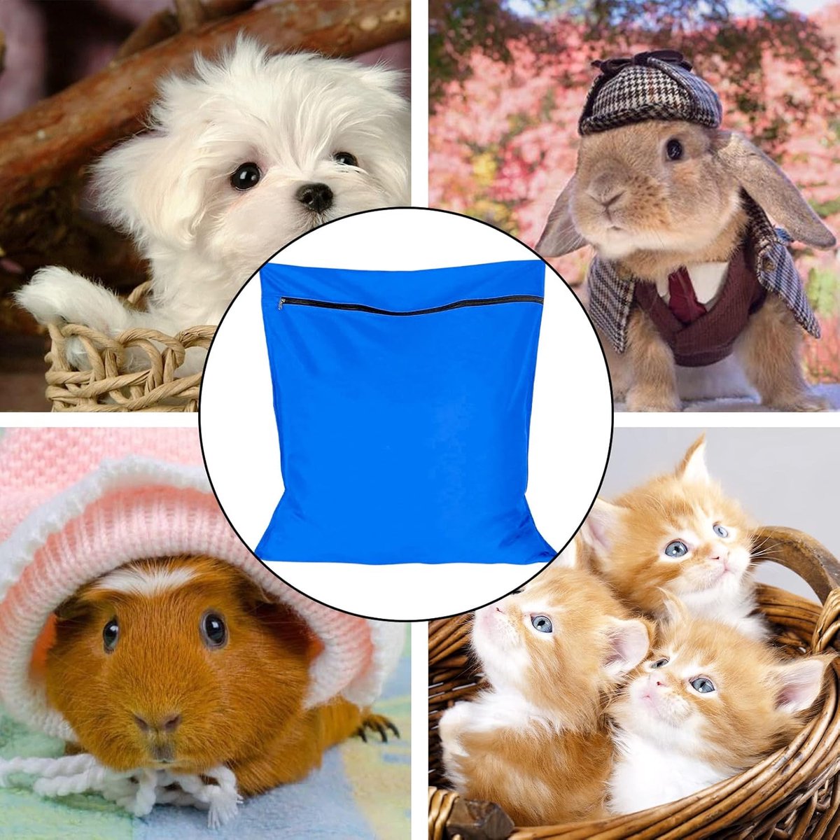 Pet Laundry Bags - Polyester Twill Laundry Bags - Large Zippered Laundry Bags - Prevents Pet Hair from Clogging Laundry Bags - Washing Machine Safe, 70 x 80 cm, Laundry Bag for Dogs, Cats, and Rabbits (Blue) - L - Image 4