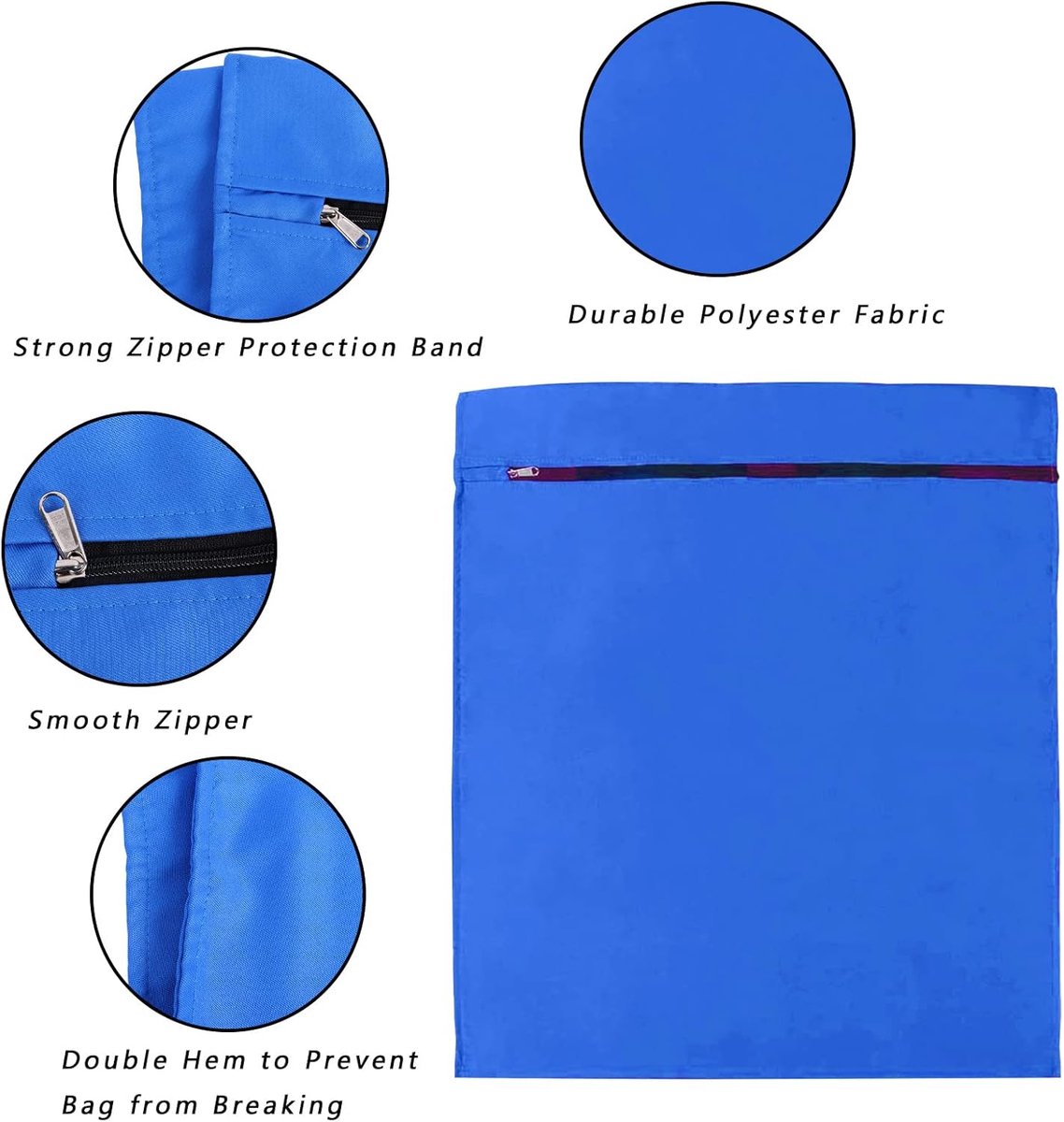 Pet Laundry Bags - Polyester Twill Laundry Bags - Large Zippered Laundry Bags - Prevents Pet Hair from Clogging Laundry Bags - Washing Machine Safe, 70 x 80 cm, Laundry Bag for Dogs, Cats, and Rabbits (Blue) - L - Image 5