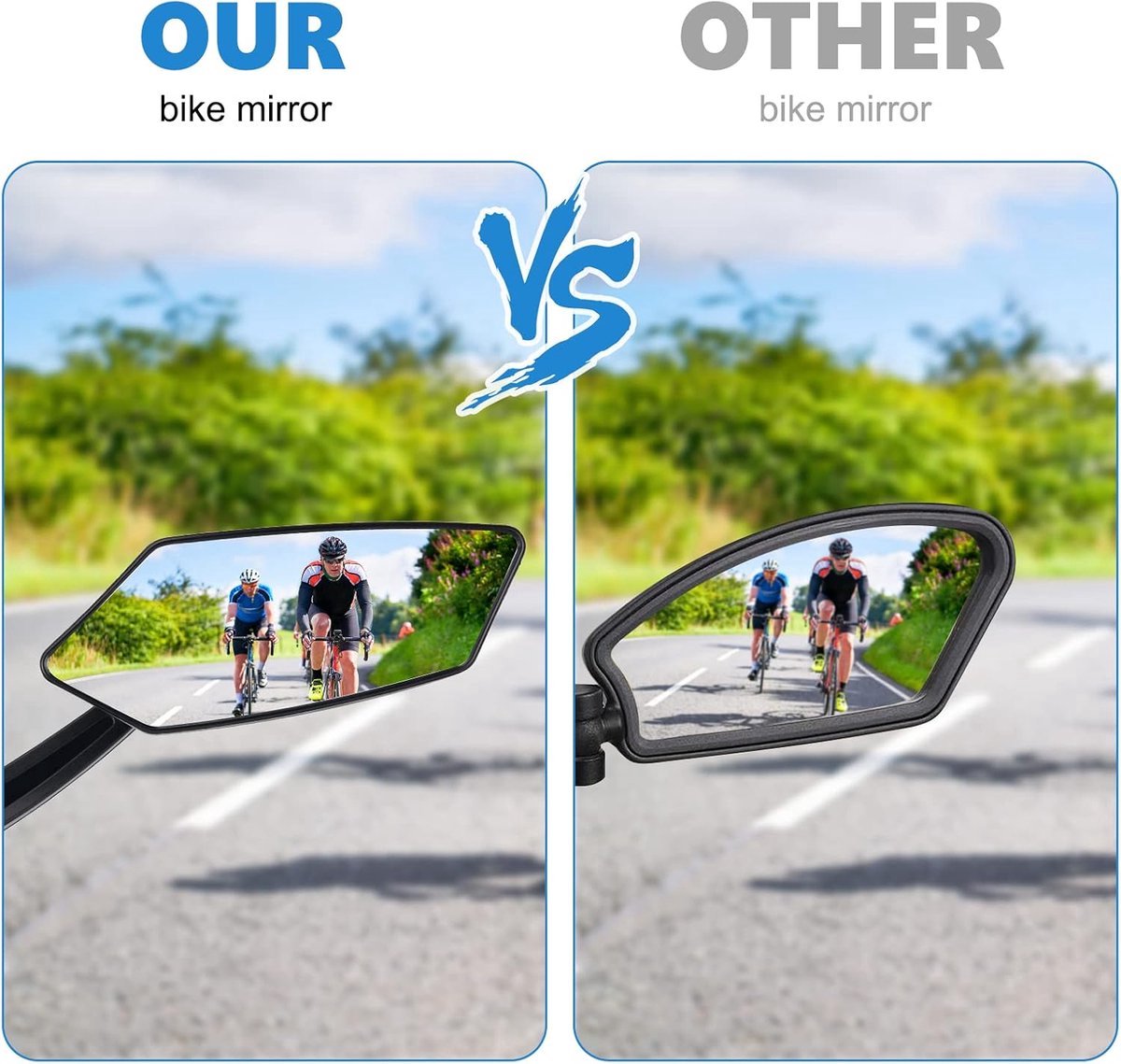 2-Piece Bicycle Rearview Mirror, Large Folding Mirror for 20-24mm Handlebars, 360° Adjustable HD Bicycle Mirror, Bike Mirror for Bicycles and Mountain Bikes - Image 2