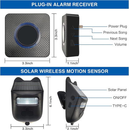 Driveway alarm - Entry detector - Solar driveway alarm - Motion detector - Wireless = Security - Wireless solar driveway alarm - Motion detector - Doorbell - DIY security system - (1 sensor and 2 doorbells) - Image 7