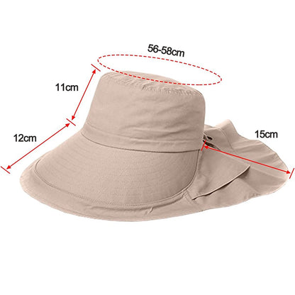 Women's and Men's Sun Hat - Foldable Garden Hat - Wide Brim with Neck Flap - With Chin Strap - For Outdoor Activities and Gardening - Cream Color - 1 Piece - Image 6