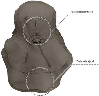 Women's and Men's Sun Hat - Foldable Garden Hat - Wide Brim with Neck Flap - With Chin Strap - For Outdoor Activities and Gardening - Army Green - 1 Piece - Image 2