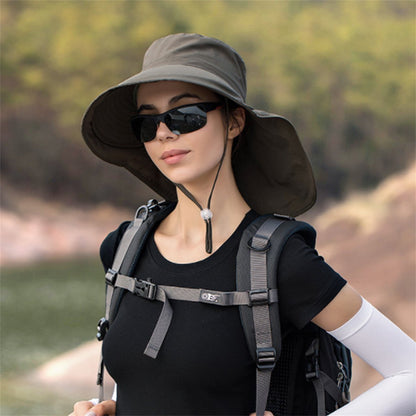 Women's and Men's Sun Hat - Foldable Garden Hat - Wide Brim with Neck Flap - With Chin Strap - For Outdoor Activities and Gardening - Army Green - 1 Piece - Image 3