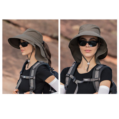 Women's and Men's Sun Hat - Foldable Garden Hat - Wide Brim with Neck Flap - With Chin Strap - For Outdoor Activities and Gardening - Army Green - 1 Piece - Image 4