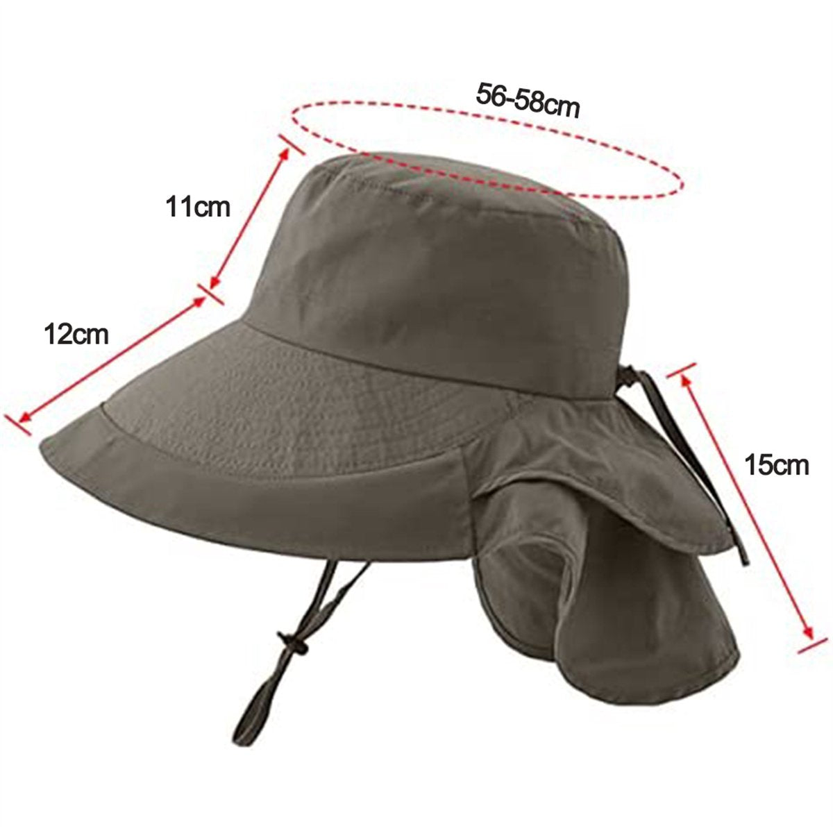 Women's and Men's Sun Hat - Foldable Garden Hat - Wide Brim with Neck Flap - With Chin Strap - For Outdoor Activities and Gardening - Army Green - 1 Piece - Image 6