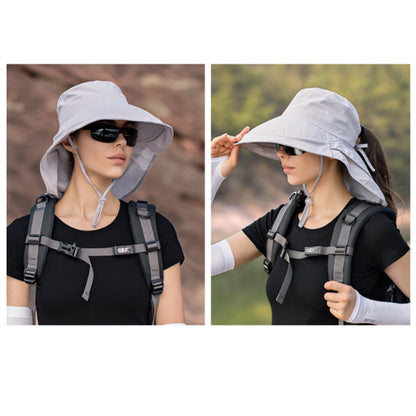 Women's and Men's Sun Hat - Foldable Garden Hat - Wide Brim with Neck Flap - With Chin Strap - For Outdoor Activities and Gardening - Light Grey - 1 Piece - Image 4