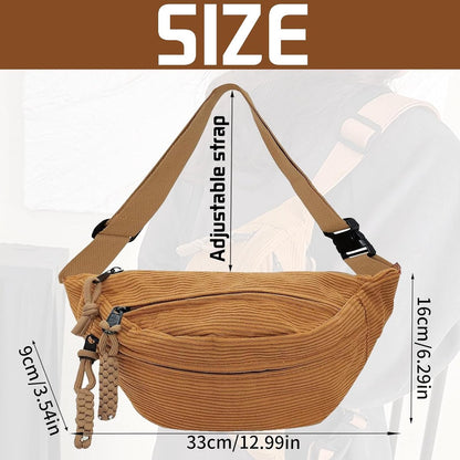Fanny pack - Women's fanny pack - Men's fanny pack - Corduroy fanny pack - Women's corduroy fanny pack - Adjustable shoulder bag - Unisex - Perfect for shopping, travel and work (yellow) - Image 2