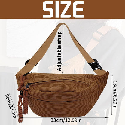 Fanny pack - Women's fanny pack - Men's fanny pack - Corduroy fanny pack - Women's corduroy fanny pack - Adjustable shoulder bag - Unisex - Perfect for shopping, travel and work (Brown) - Image 2