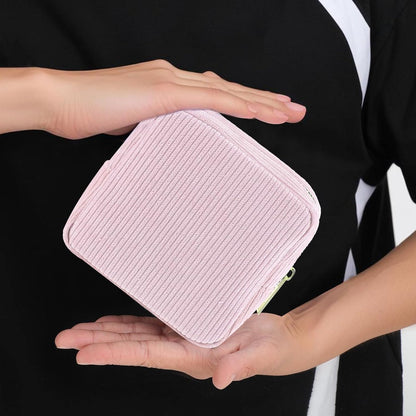 Toiletry bag - Women's toiletry bag - Toiletry bag - Tampon storage bag - Corduroy - Small makeup bag - Mini toiletry bag - Soft storage bag - Portable makeup bag (Pink) - Image 3