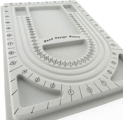 Bead Tray for Bracelets and Necklaces - 9.5 x 12.9 inches - DIY Jewelry Tool - For Girls and Necklace and Bead Makers - Gray - Image 2