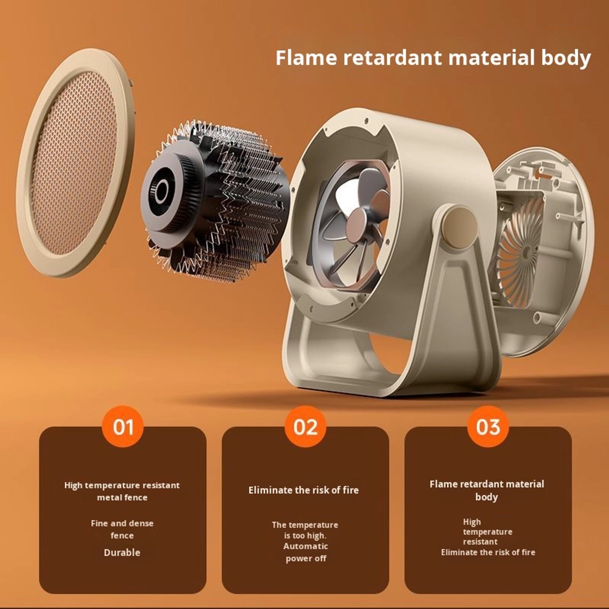 Ceramic electric heater - Office heater - Safety protection - Heating - Quiet operation - Fast heating - Wall-mounted - Overheat protection - Tip-over protection - 2 temperature settings - Image 2