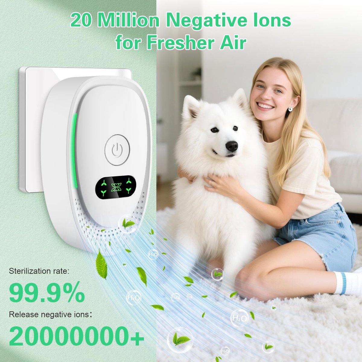 Plug-in Negative Ion Air Purifier (2-Pack) - Mini Portable Negative Ion Generator for Home, Quiet Deodorizer for Pets, Toilet, Office, Bedroom - Image 7