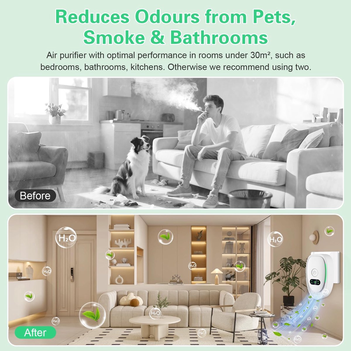 Plug-in Negative Ion Air Purifier (1 pack) - Mini portable negative ion generator for home, quiet deodorizer for pets, bathroom, office, bedroom - Image 6