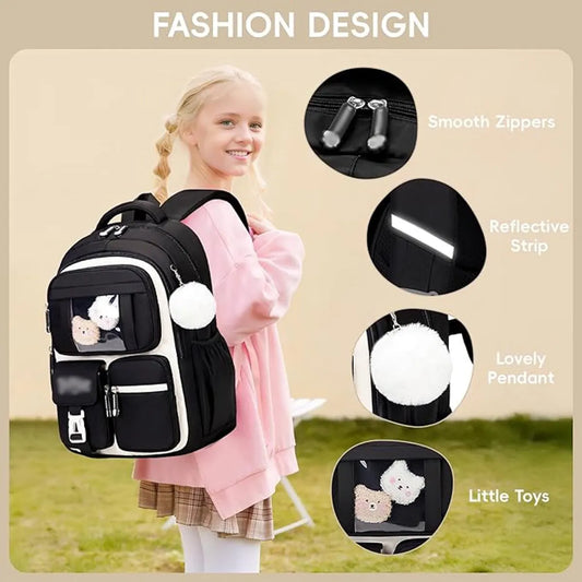 Girls' Backpack, Breathable Backpack for Girls, Grades 1-5, Casual School Bag for Kids, Elementary School, Secondary School - Image 3