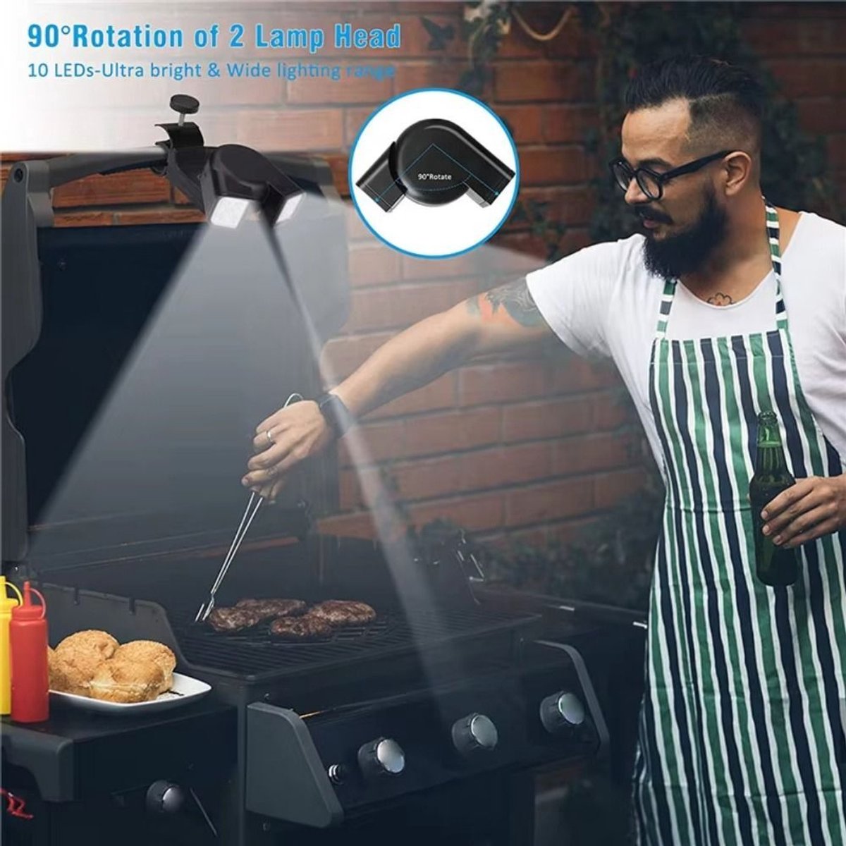 Grill lighting, Grill accessories, Bright double lamp, Cooking grill circulation light - Image 4