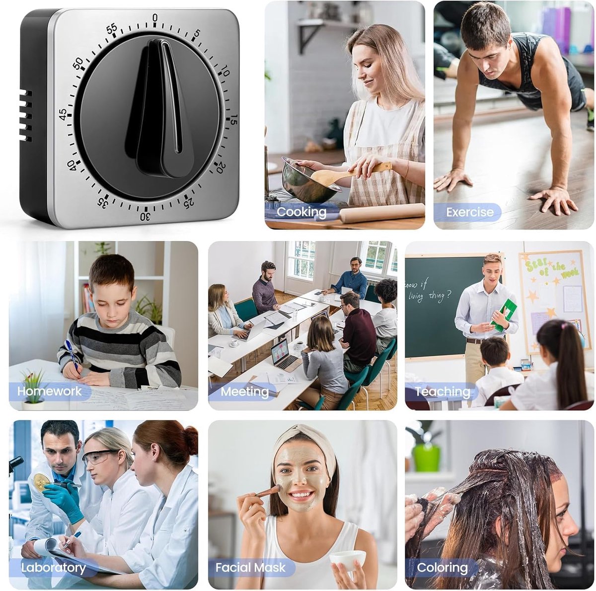 Kitchen Timers for Cooking - Chef's Kitchen Timer with Audible Alarm - Mechanical Desktop Timer - No Batteries Required - Magnetic Back - Beautiful Stainless Steel Magnetic Countdown Reminder - Image 3