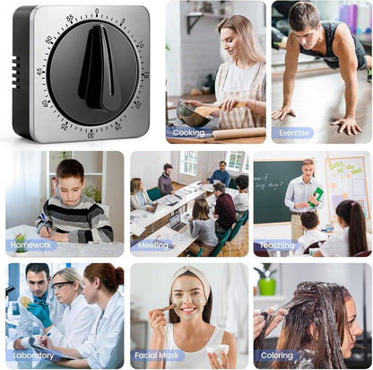 Kitchen Timers for Cooking - Chef's Kitchen Timer with Audible Alarm - Mechanical Desktop Timer - No Batteries Required - Magnetic Back - Beautiful Stainless Steel Magnetic Countdown Reminder - Image 3