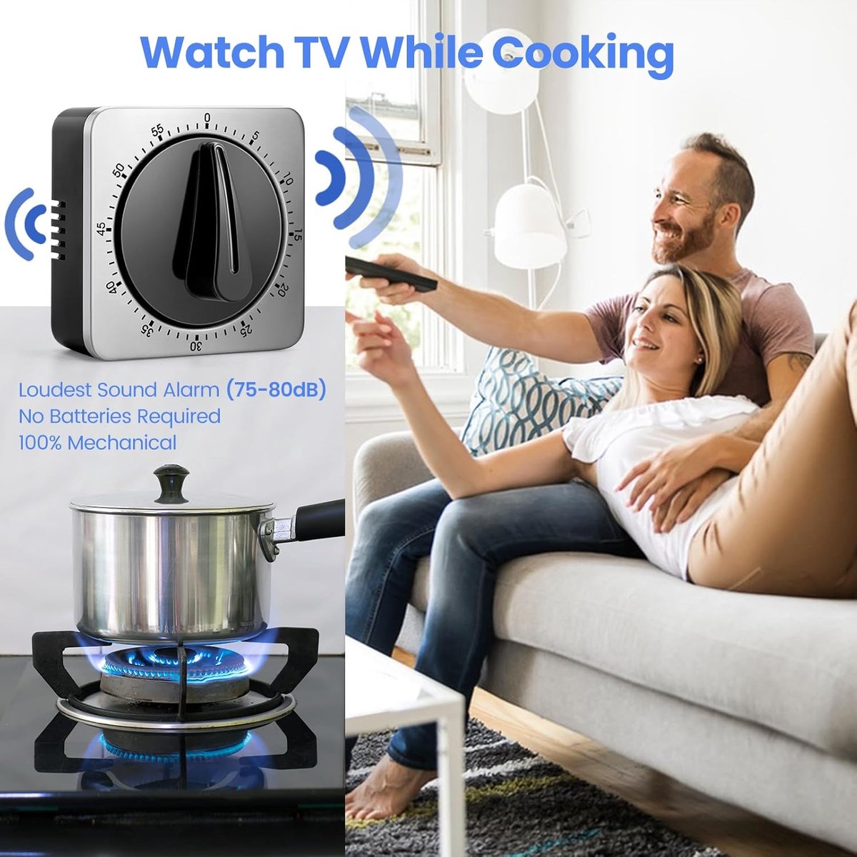 Kitchen Timers for Cooking - Chef's Kitchen Timer with Audible Alarm - Mechanical Desktop Timer - No Batteries Required - Magnetic Back - Beautiful Stainless Steel Magnetic Countdown Reminder - Image 7