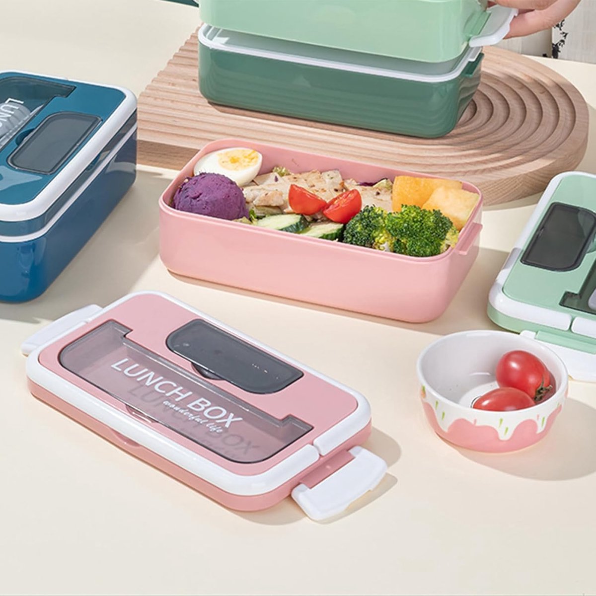 Lunch boxes - lunch box for adults - lunch box for children - lunch box with compartments - stackable lunch box - leakproof lunch container - 1600ML - with 2 layers - for children, adults, students (pink) - Image 4