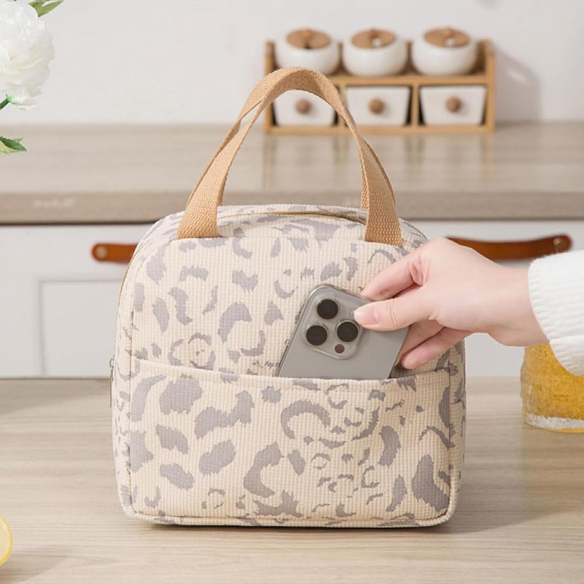 Children's Lunch Bag - Reusable Lunch Bag - Lunch Bag - Lunch Bag for Boys and Girls - Mini Insulated Bag 6L - Small Insulated Picnic Bag - For Work, School, Picnics and Travel (Beige) - Image 3