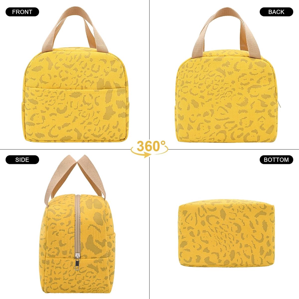 Children's Lunch Bags - Reusable Lunch Bag - Lunch Bags - Lunch Bags for Women and Men - Mini Insulated Bag 6L - Small Insulated Picnic Bag - For Work, School, Picnics and Travel (Yellow) - Image 5